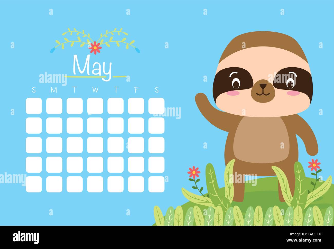 cute animals calendar Stock Vector Image & Art Alamy