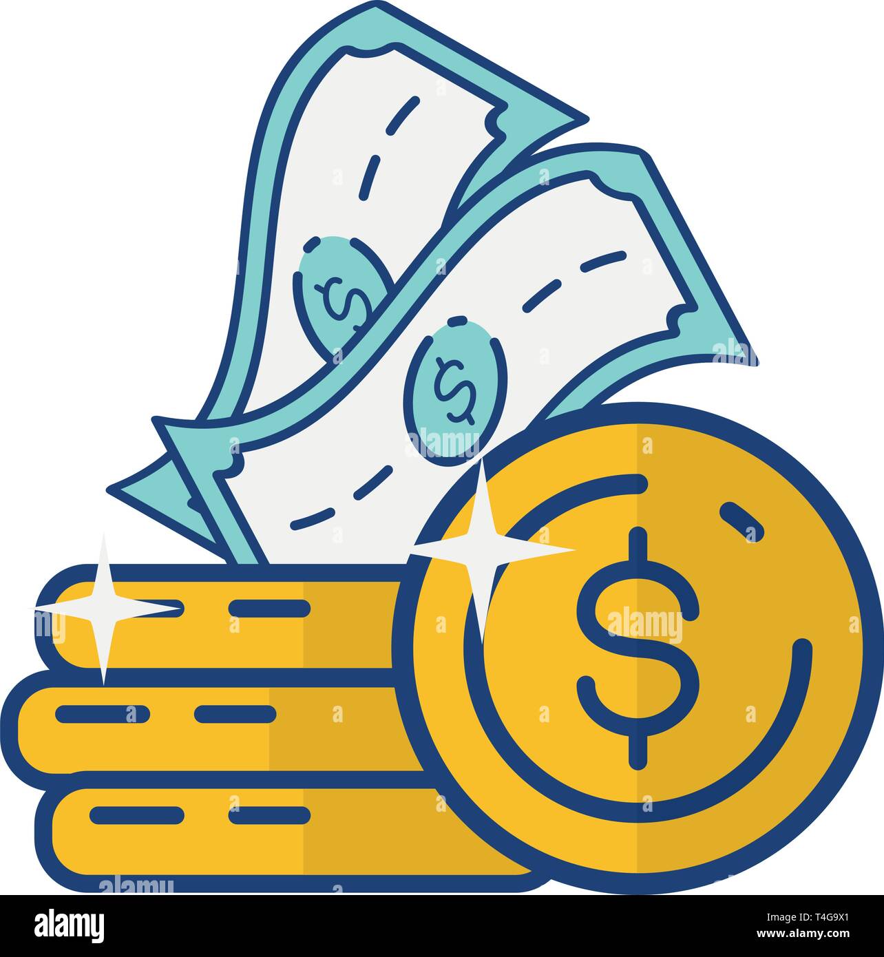 coins stacked banknote money Stock Vector Image & Art - Alamy