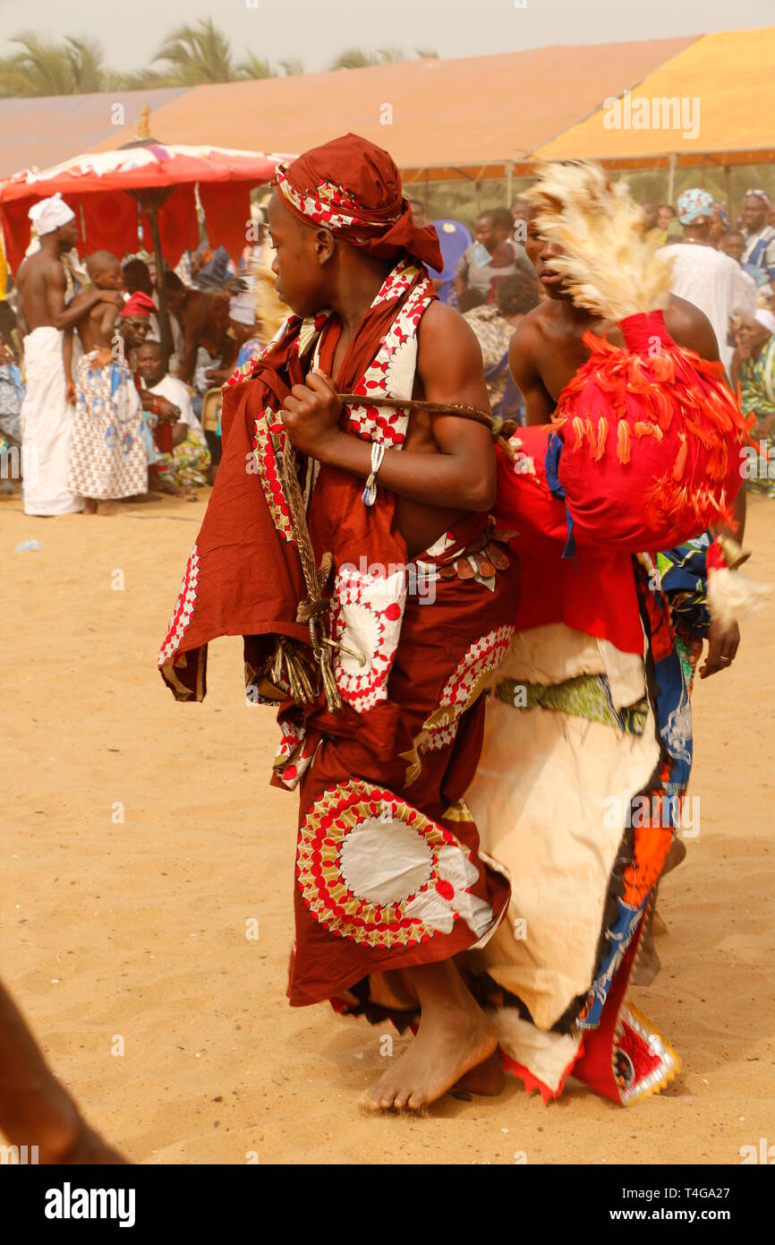 Voodoo festival Ouidah, Benin. Music, dance, singing at the beach to the  Gods of Voodoo. Voodoo is a recognized religion in Benin Stock Photo - Alamy