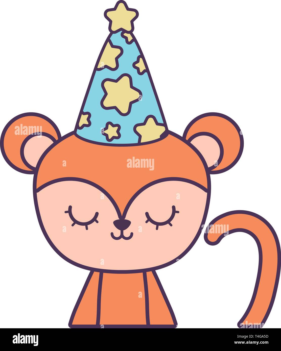 cute monkey animal with hat party vector illustration design Stock ...