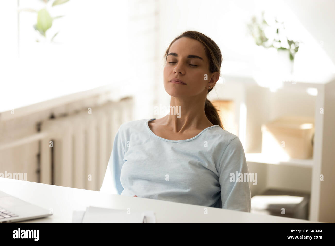 Deep breath desk hi-res stock photography and images - Alamy