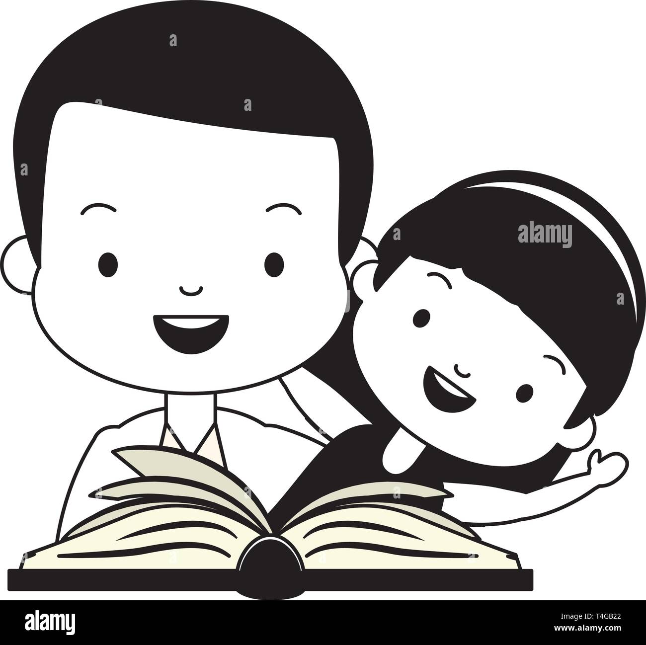 Father Daughter With Book Stock Vector Image Art Alamy
