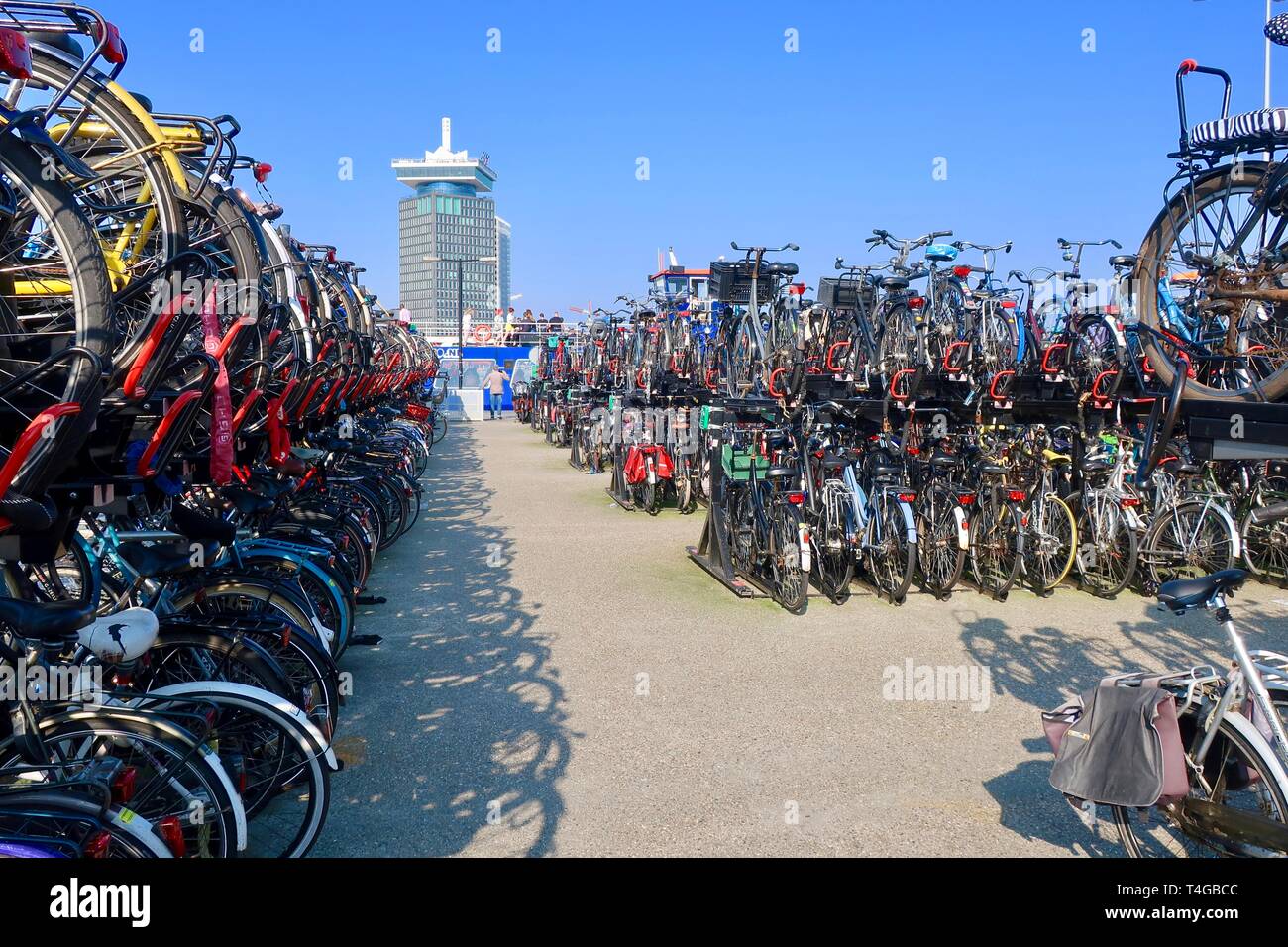 Amsterdam, Netherlands April 2019; Bike storage at Centraal Station