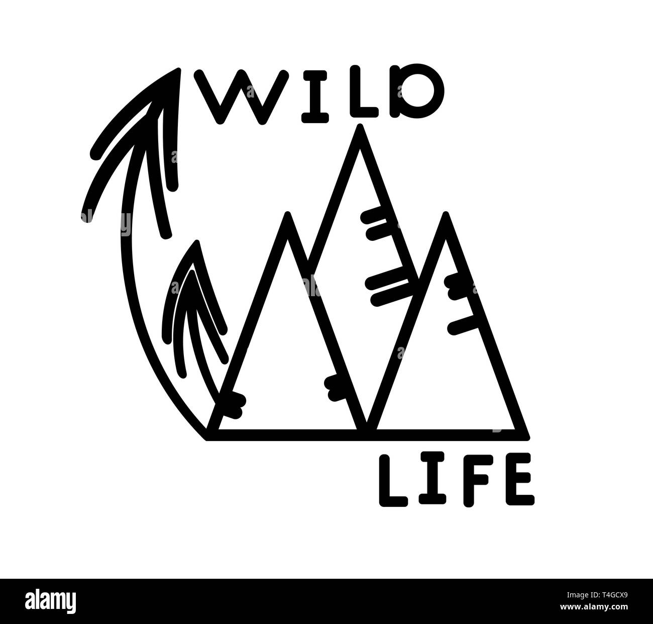 Wild life sticker. Travel lettering for cut plotter, car glass. Simple black vector illustration card or poster tourism on white background. Quote pri Stock Vector
