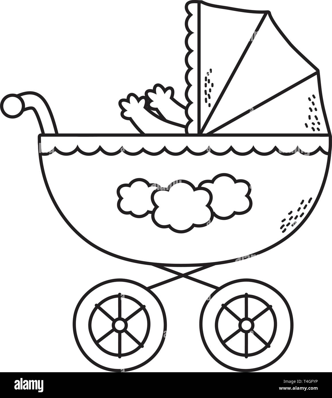 cute baby shower baby inside carriage cartoon vector illustration ...