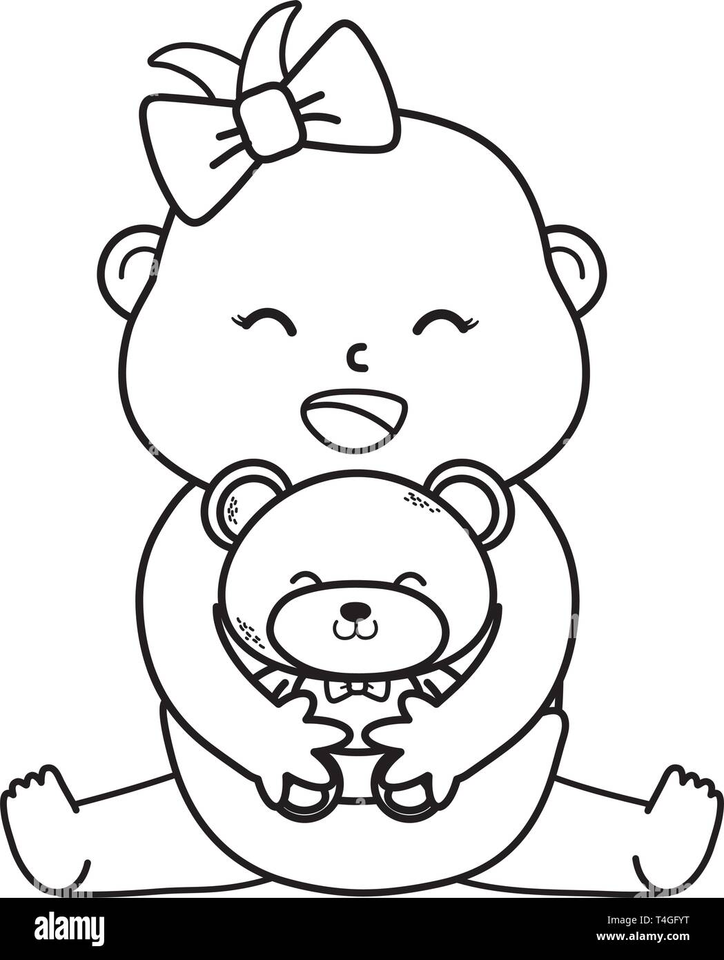 cute baby shower baby with teddy bear cartoon vector illustration ...