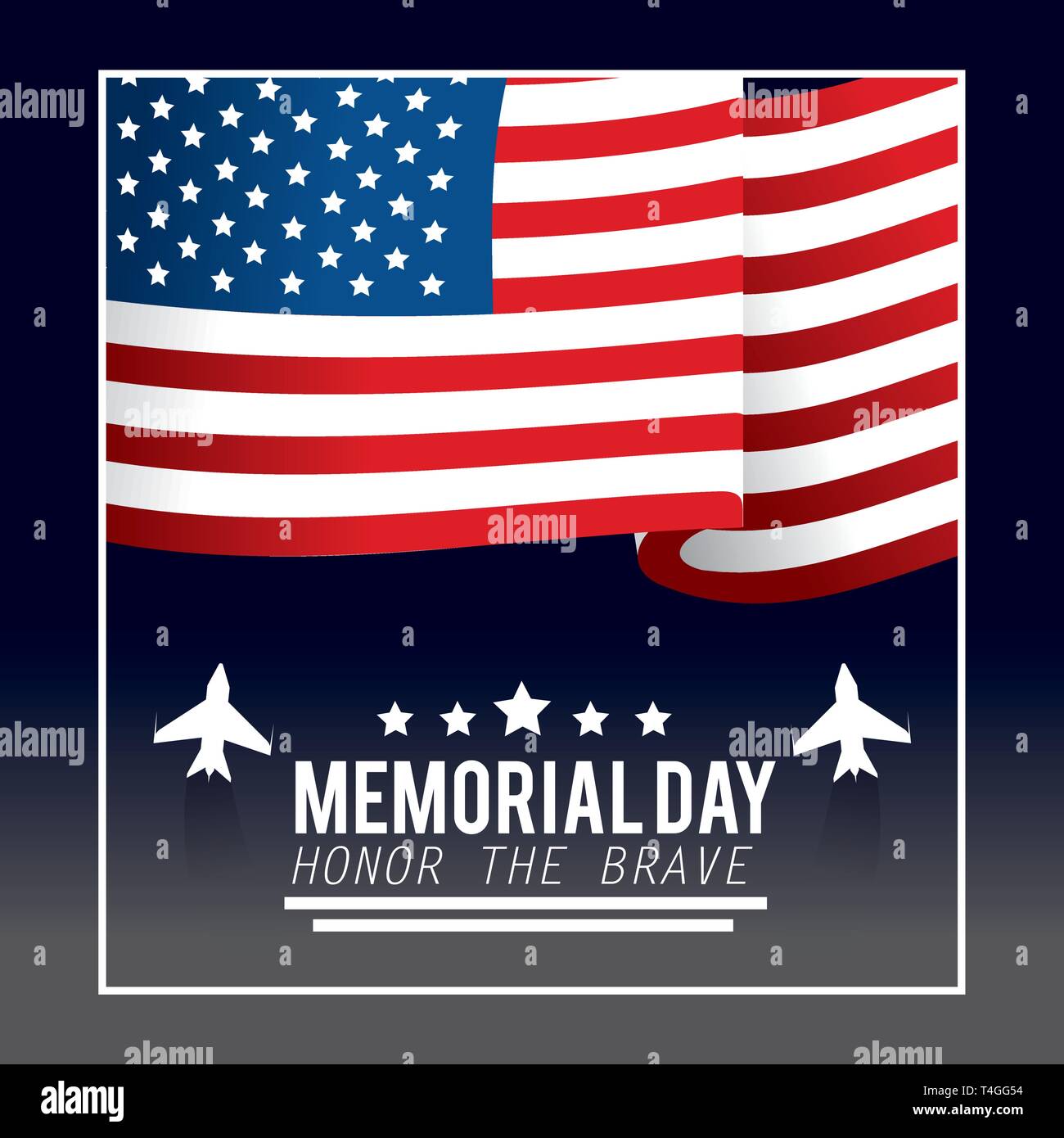 usa flag with stars and aiplanes to memorial day vector illustration ...