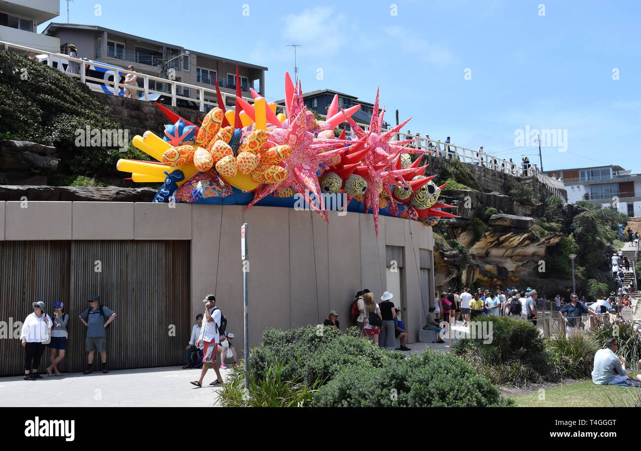 Sydney, Australia - Nov 4, 2018. Goldberg Aberline Studio (GAS): Microcosm. Sculpture by the Sea along the Bondi to Coogee coastal walk is the world l Stock Photo