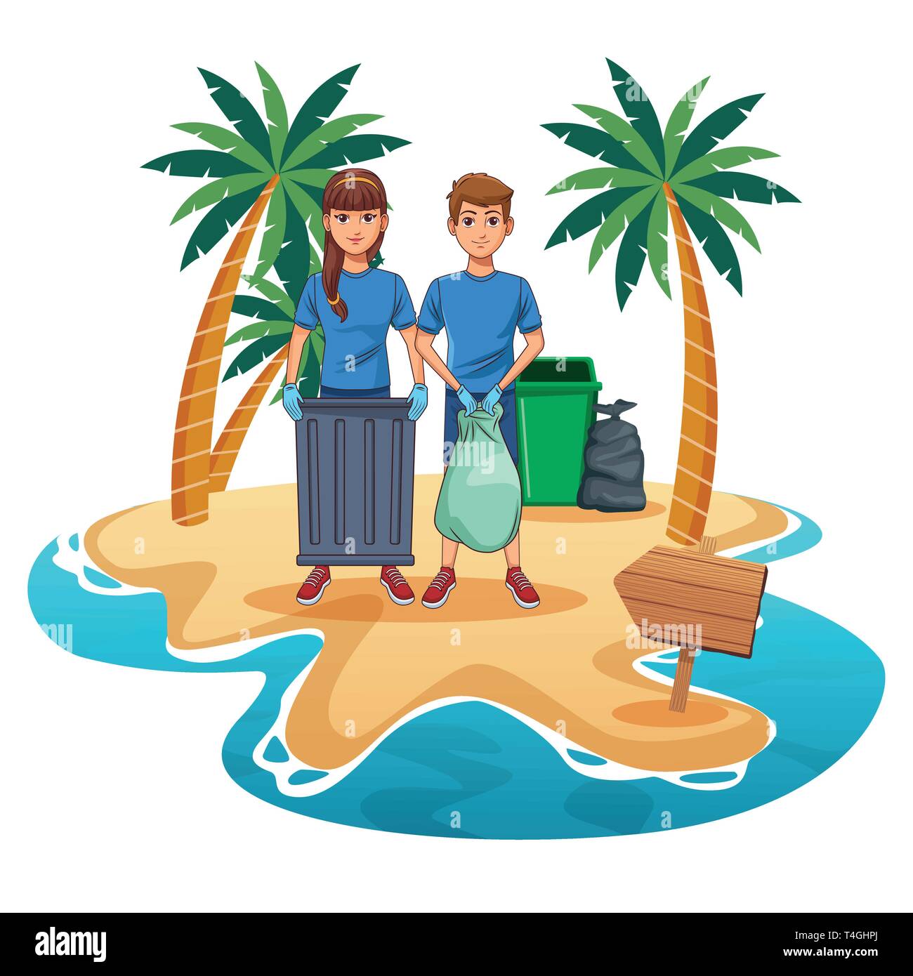 Teenagers cleaning beach Stock Vector Image & Art Alamy