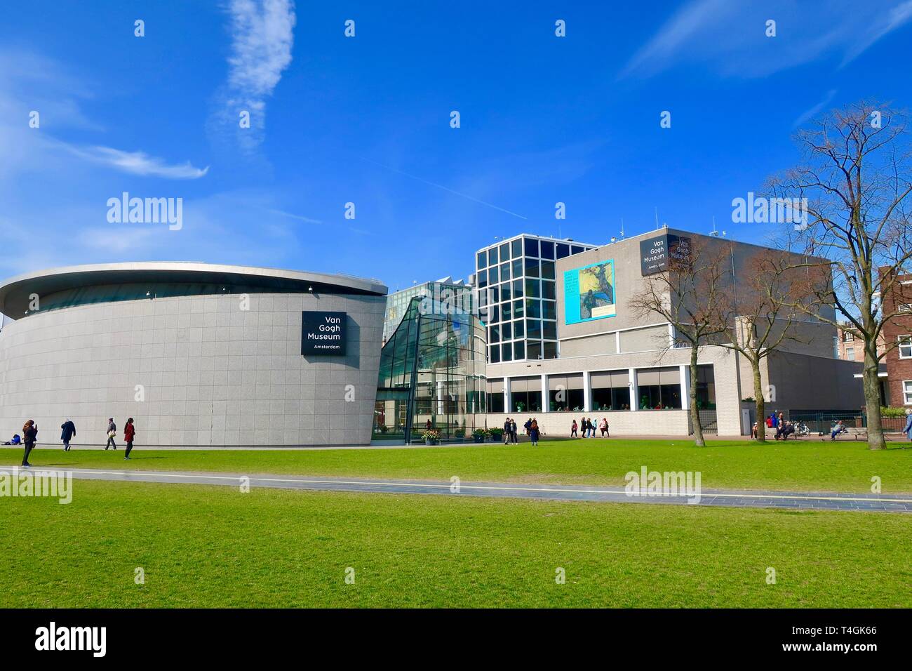 Amsterdam, Netherlands - April 2019; Museumplein on a bright spring day ...