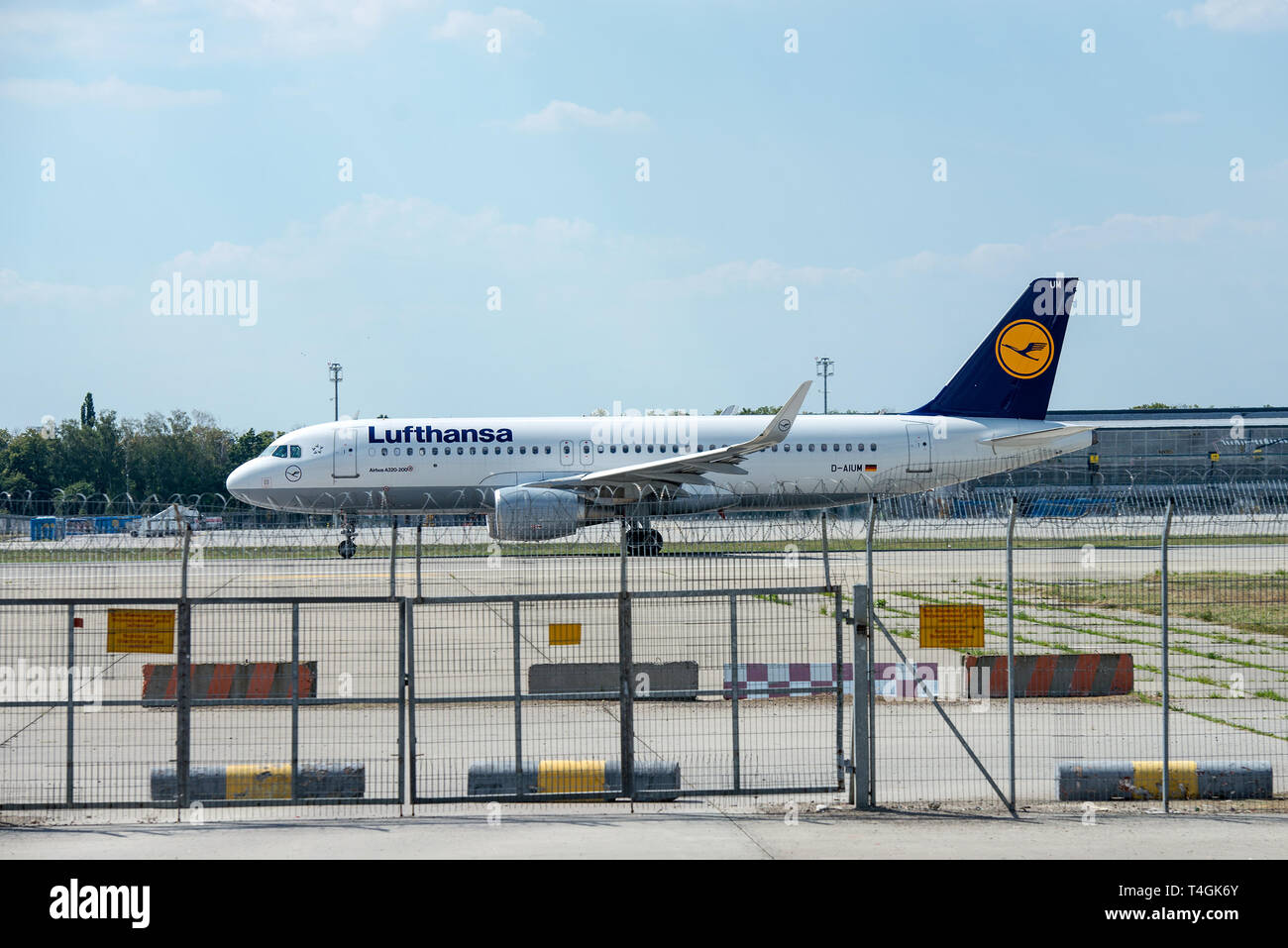KIEV, UKRAINE - AUGUST 05, 2016:  Aircraft company the Lufthansa in Boryspil International Airport Stock Photo