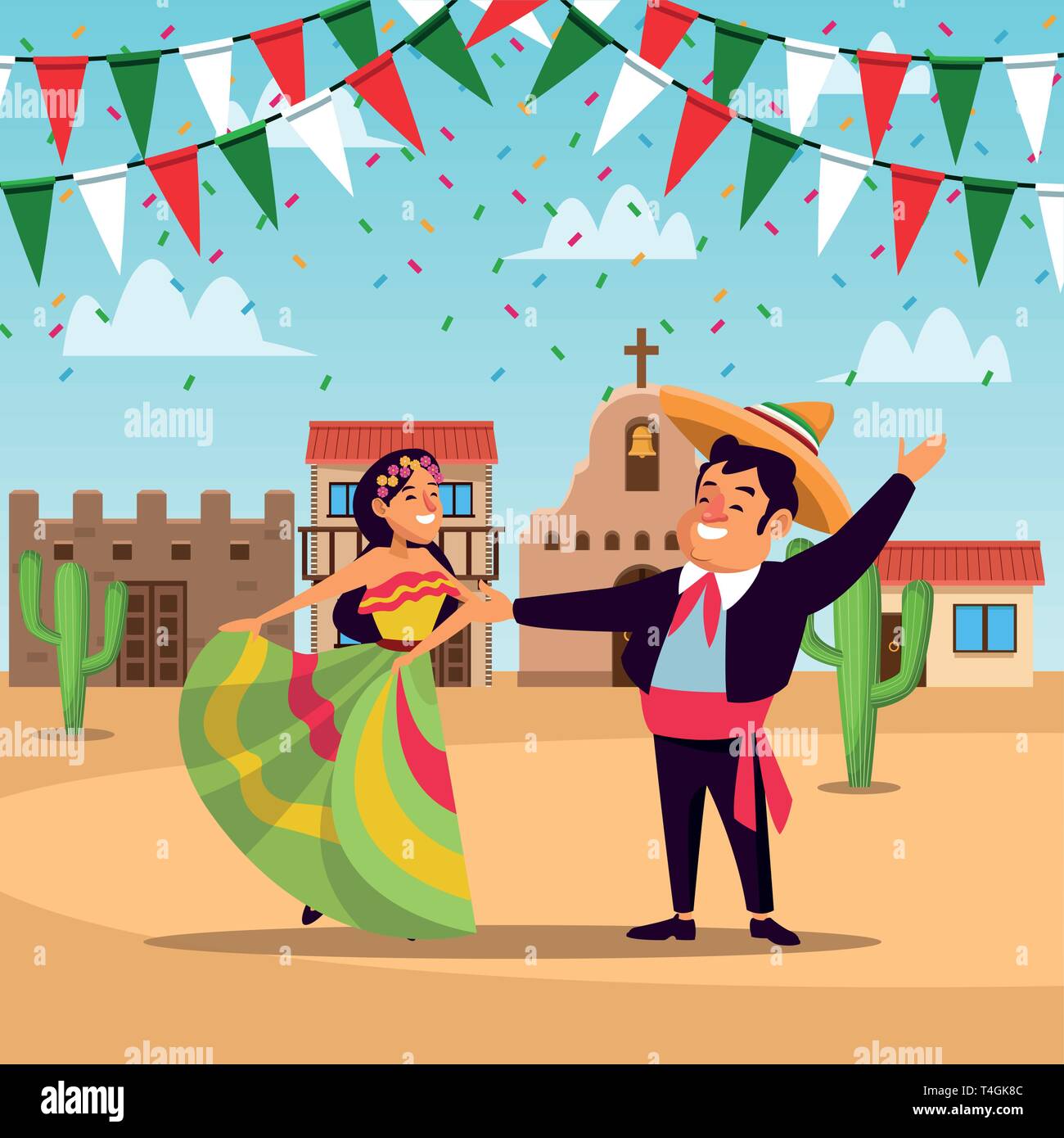 Mexicans cinco de mayo cartoon Stock Vector