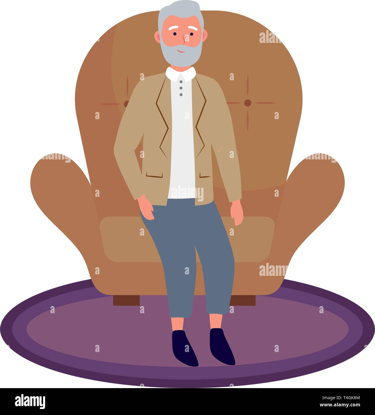old man sitting avatar cartoon character vector illustration graphic ...