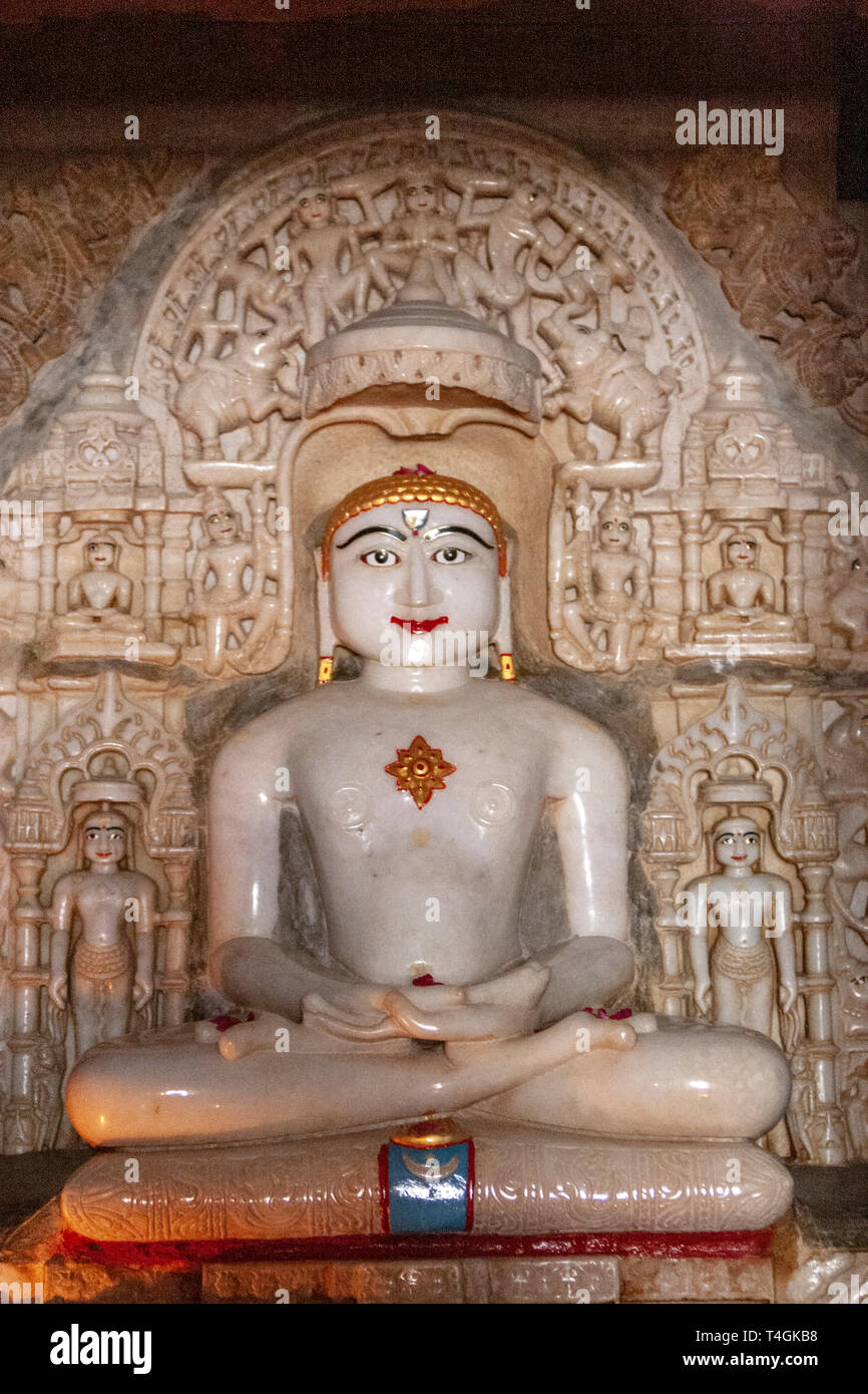 Marble statue of Mahavira Chandraprabhu Jain Temple jaisalmer