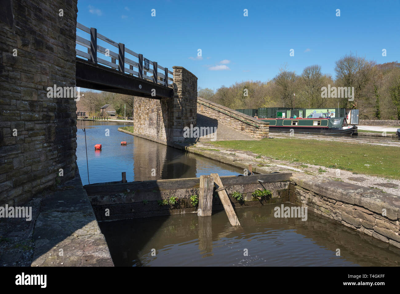 Bridge at Bugsworth Basin a restored canal basin near Whaley Bridge, Derbyshire, England. Stock Photo