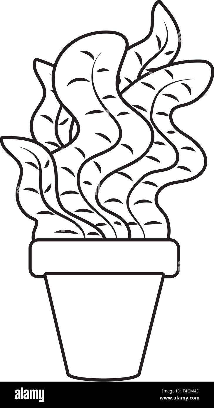 plant pot icon cartoon black and white vector illustration graphic design Stock Vector