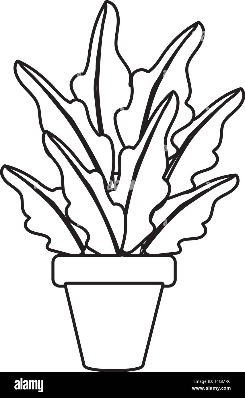 plant pot icon cartoon black and white vector illustration graphic design Stock Vector
