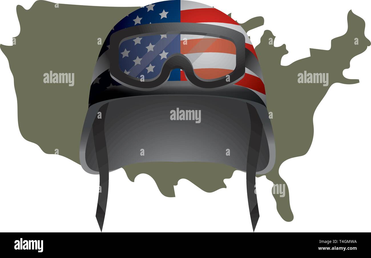 united state map and military helmet - United State Map And Military Helmet Icon Cartoon Vector Illustration Graphic Design T4GMWA 