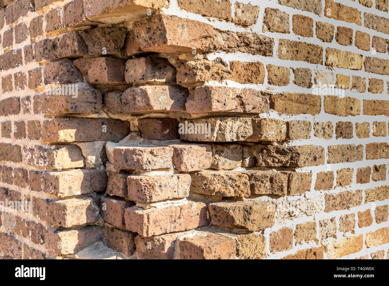 Corner Wall Made Clay Brick Concrete Stock Photo 1805449888