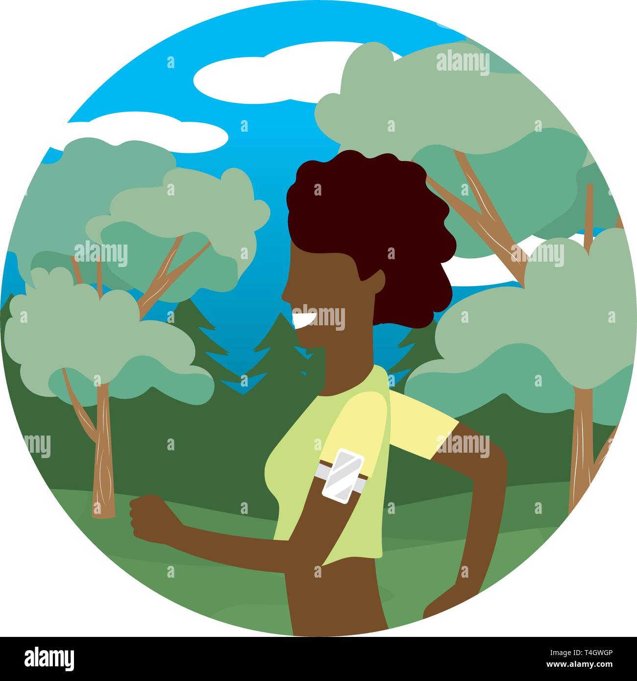 woman running portrait with sportwear avatar cartoon character rural ...
