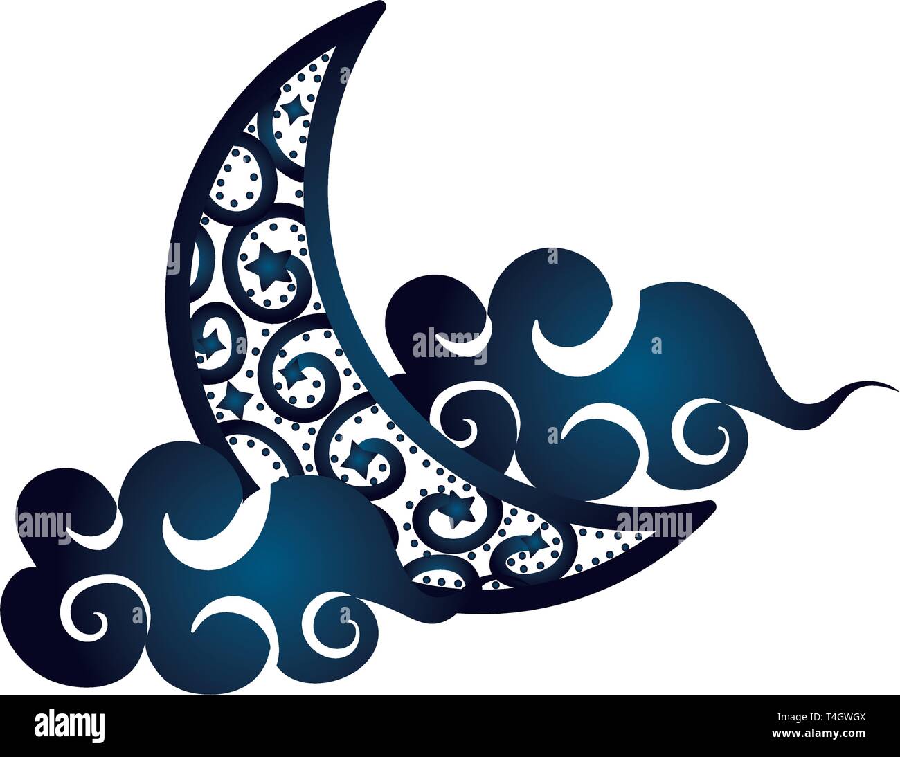 waning moon with clouds icon cartoon vector illustration graphic design  Stock Vector Image & Art - Alamy