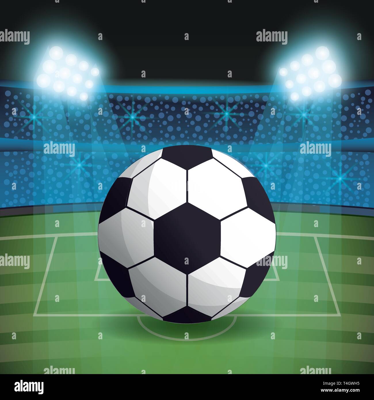 Soccer ball on stadium with fans Stock Vector Image & Art - Alamy