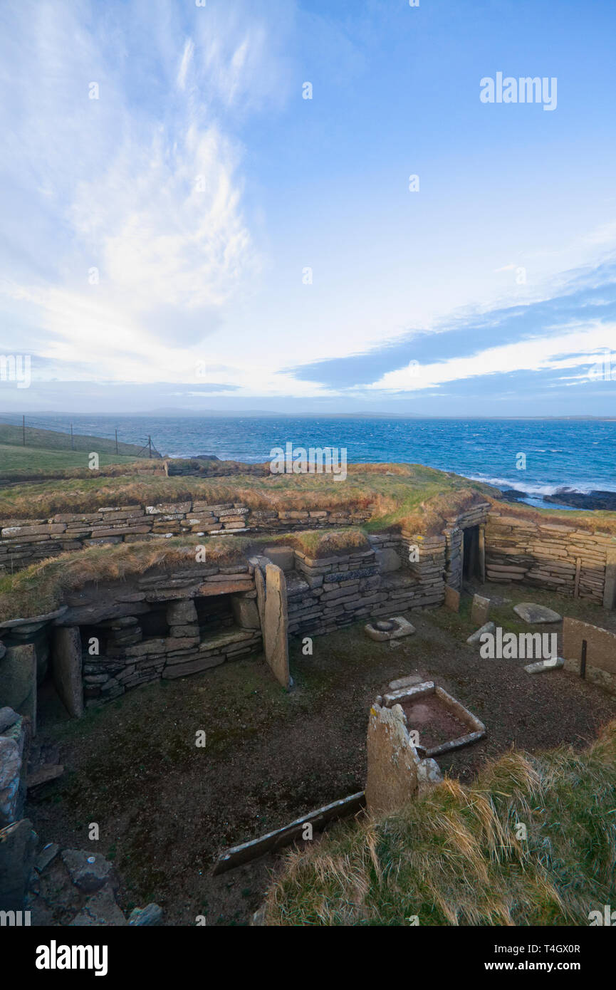 Knap of Howar Neolithic house, Orkney Isles Stock Photo