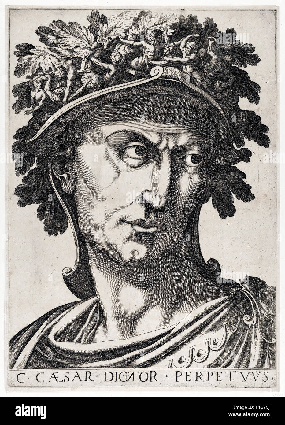 Julius Caesar portrait, from 'The Twelve Caesars', etching, c. 1610 Stock Photo