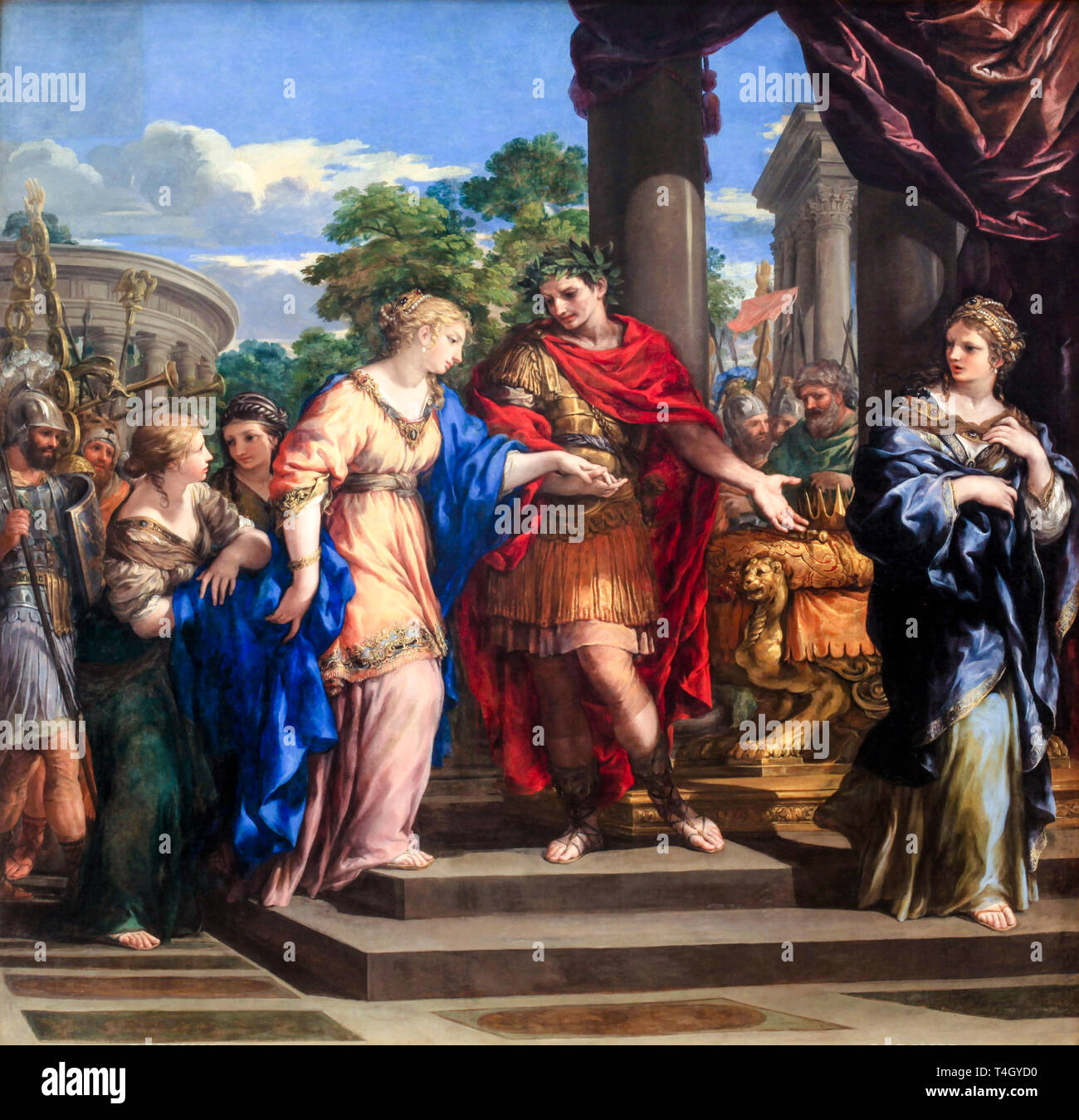 Pietro da Cortona, Caesar giving Cleopatra the Throne of Egypt, painting, c. 1637 Stock Photo