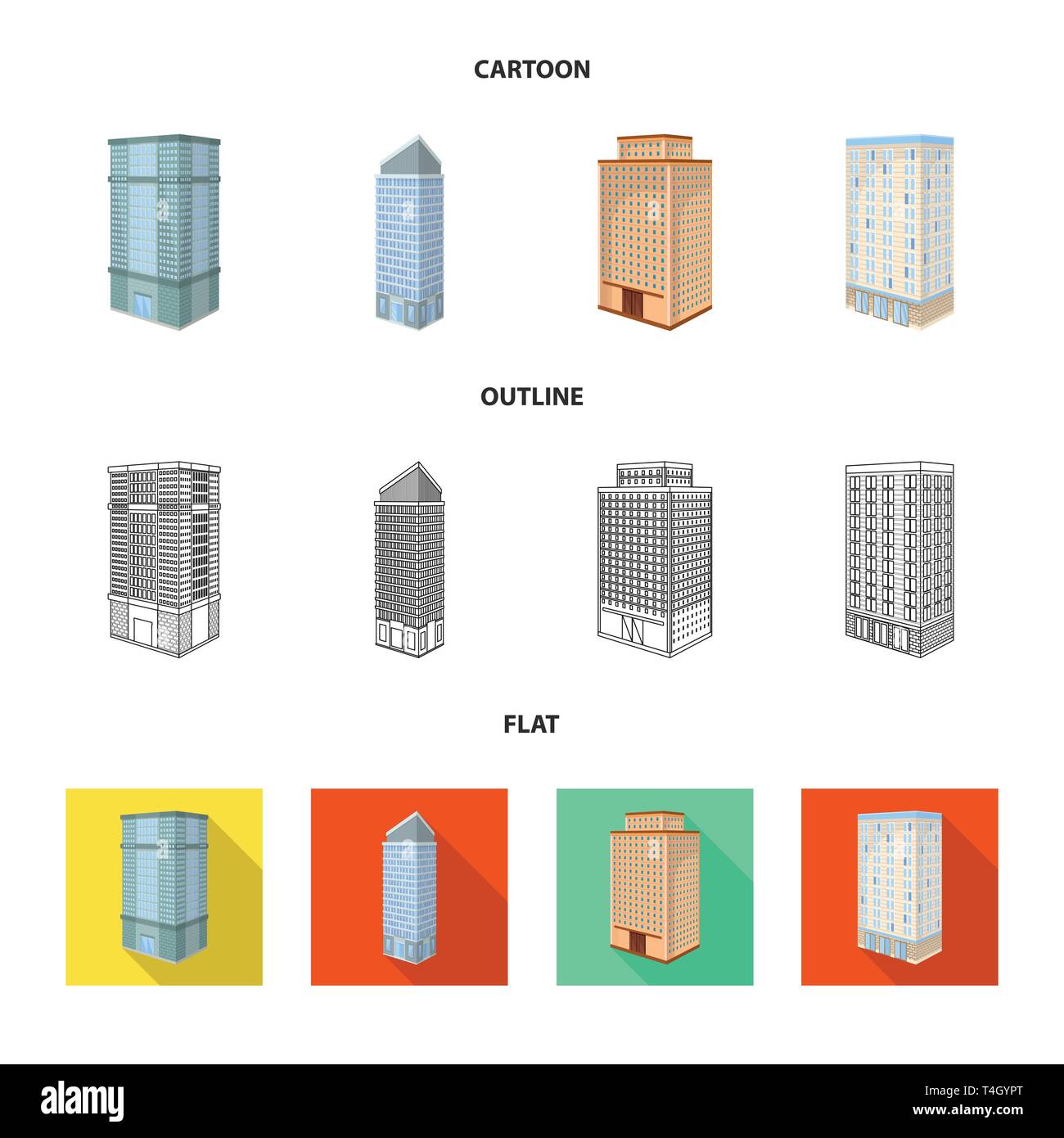 Isolated object of construction and building icon. Collection of ...