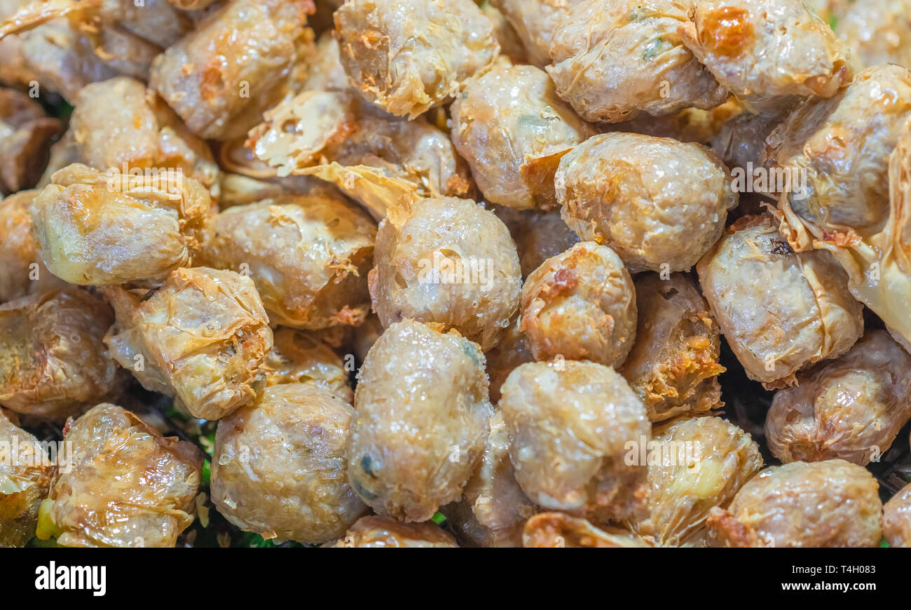 Deep Fried Crab Meat Rolls or Hoi Jo. Traditional Thailand and Chinese