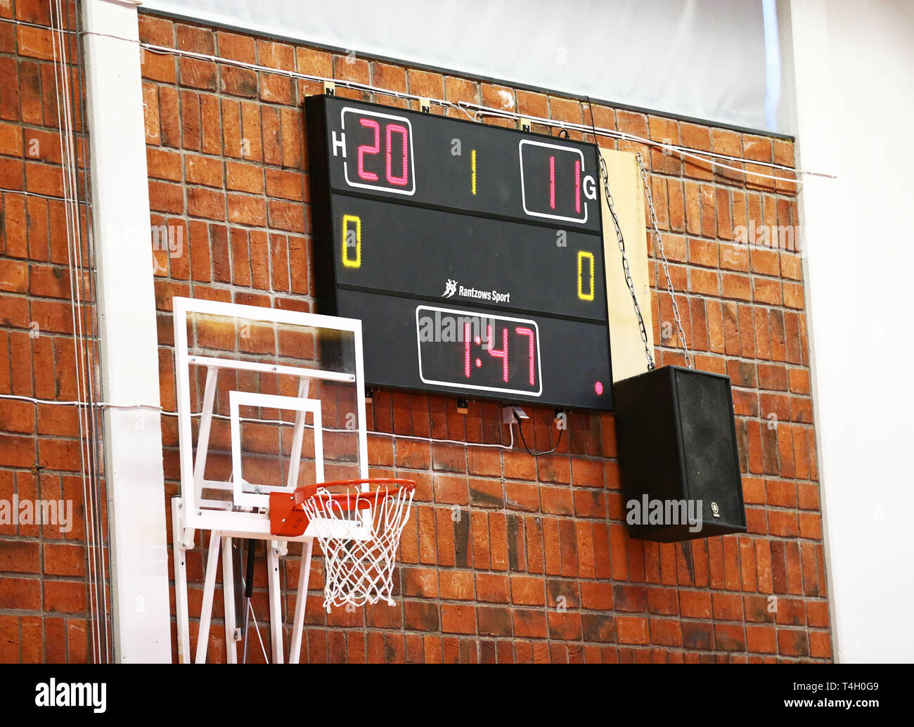 Basketball basket scoreboard in a sports hall Stock Photo - Alamy