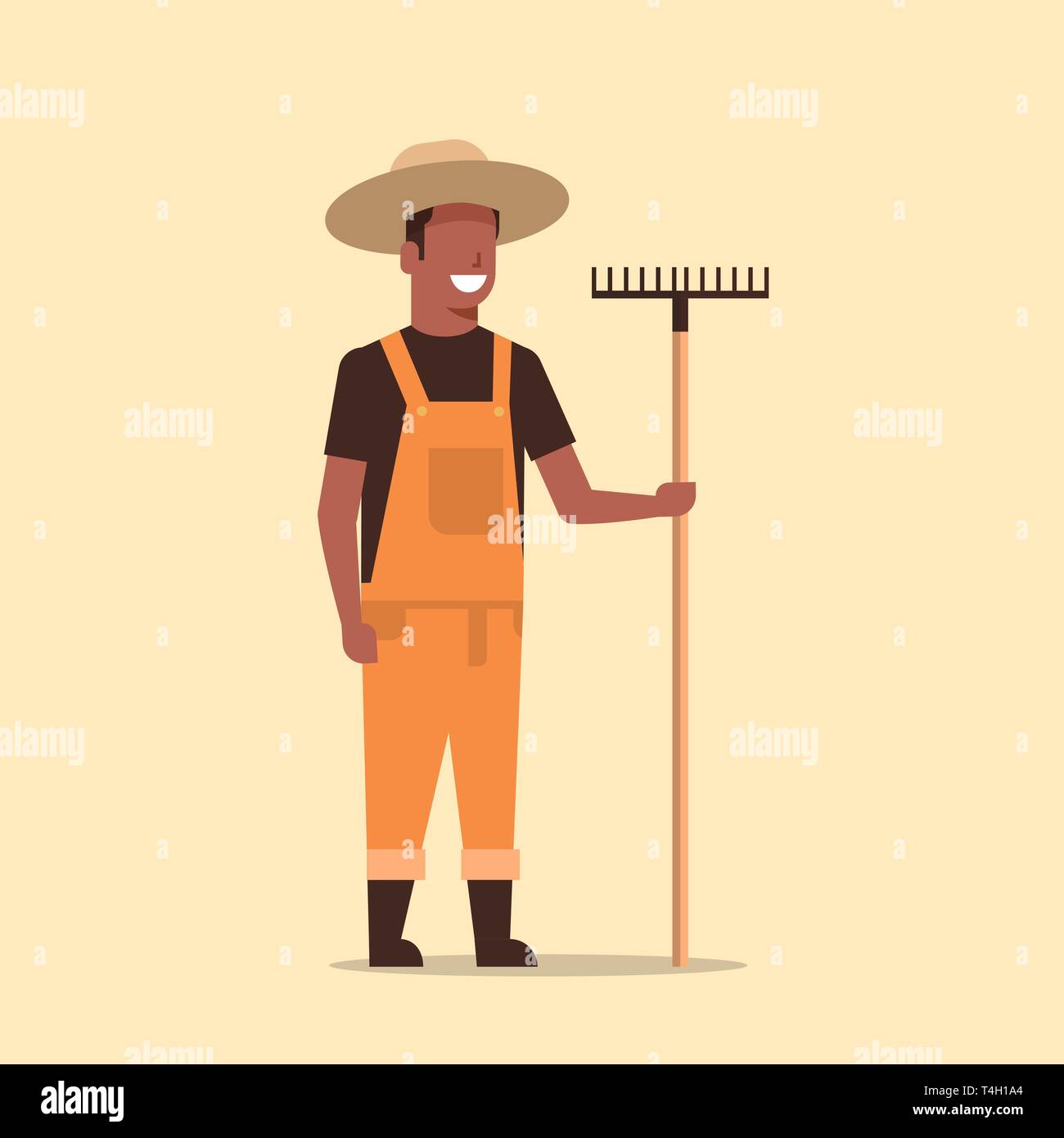 Cartoon farmer holding rake hi-res stock photography and images - Alamy