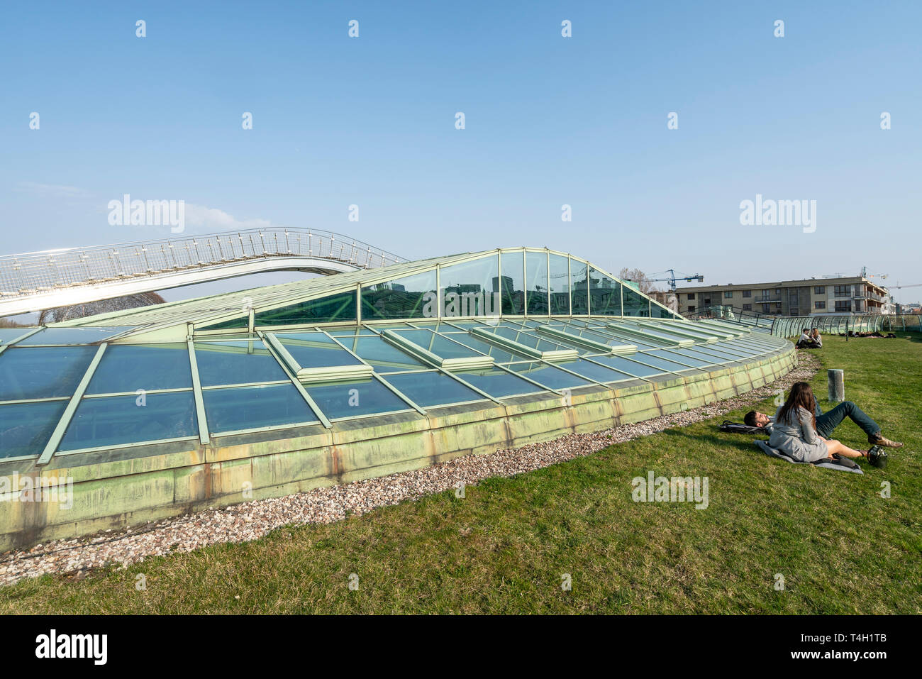 Warsaw, Poland. April 2019.   The hanging gardens on the roof of the Warsaw University library Stock Photo