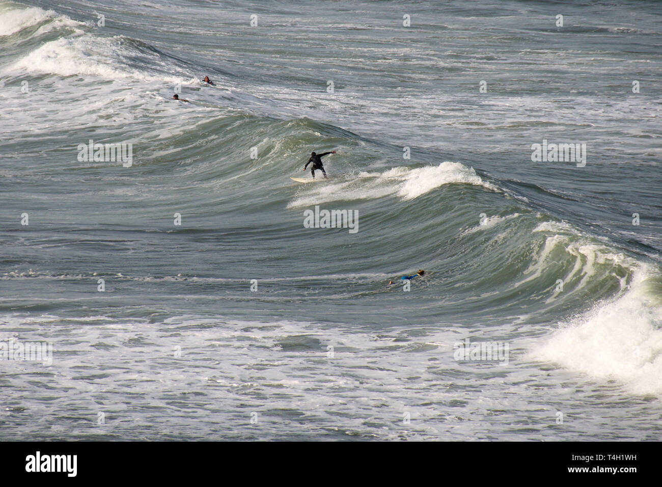 Mar del Plata, Buenos Aires, Argentina 2018 A man surfing on a beach