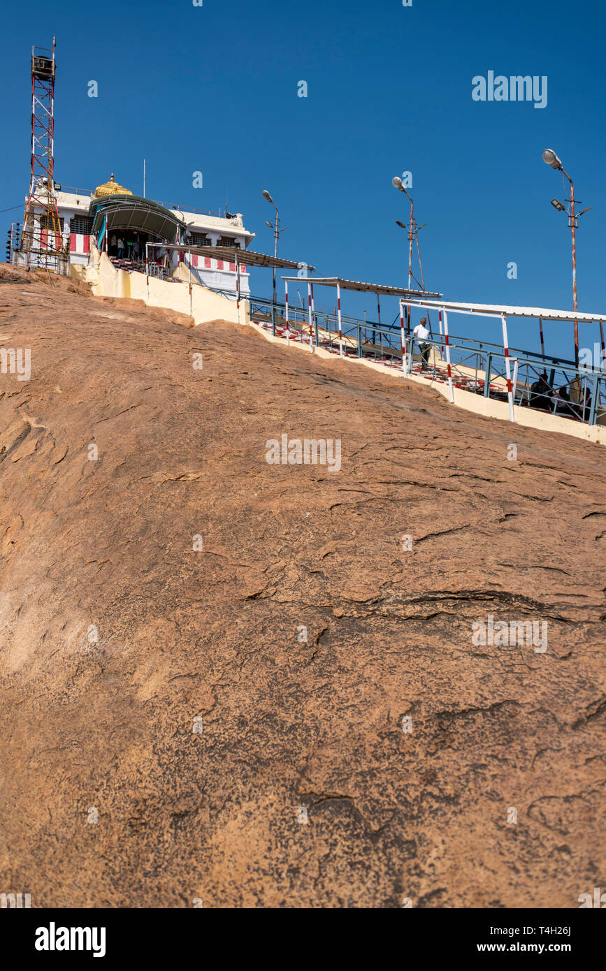 Vertical view of the Rock fort temple in Trichy, India. Stock Photo