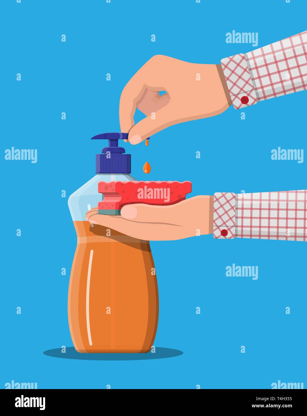 Liquid detergent bottle scouring pad Stock Vector Images Alamy