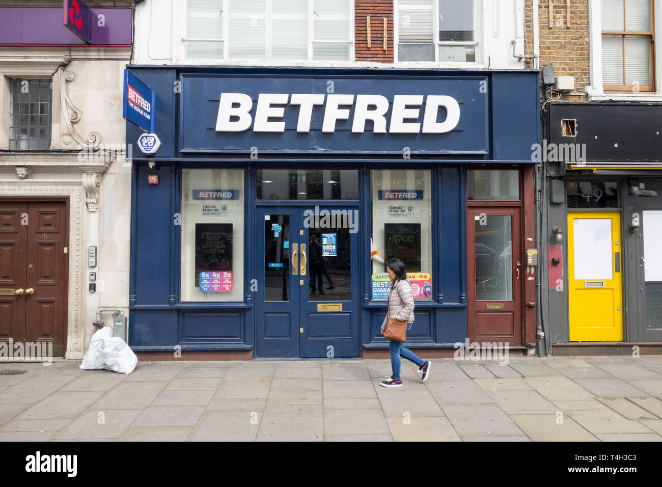 Exterior of BETFRED bookmakers betting shop in Fulham, LOndon, UK Stock Photo