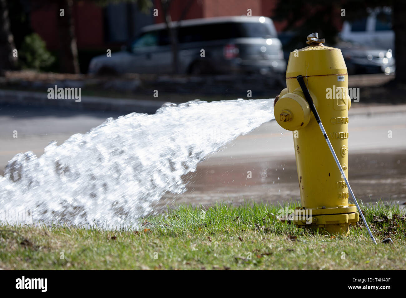 Fire Safety Hydrant Maintenance Open Water Flow Street Gushing Stock