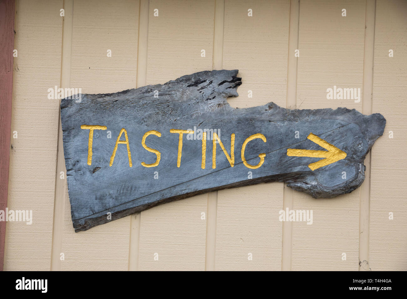 Tasting Room Sign at Winery Open to the Public Stock Photo