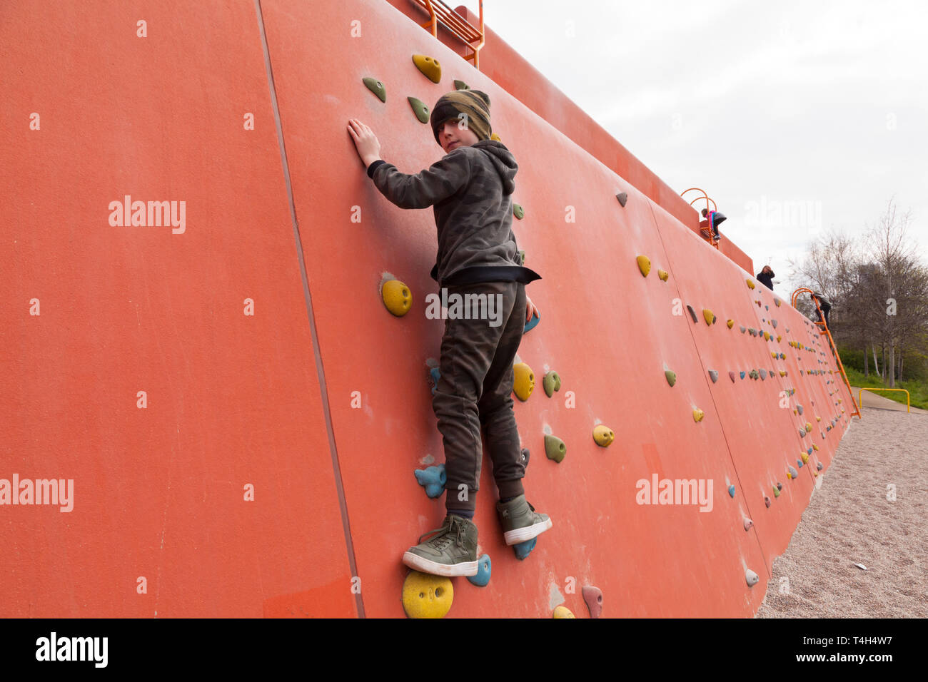 Climbing wall at the Queen Elizabeth Olympic park, Stratford, London