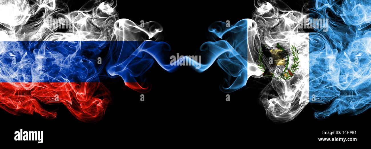 Russian vs Guatemala, Guatemalan smoke flags placed side by side. Thick