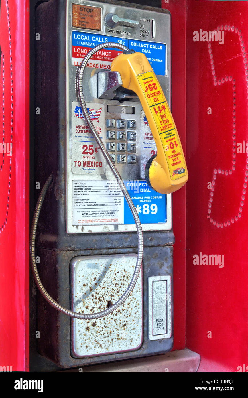 Classic Coin operated public pay telephone with receiver Stock Photo Alamy