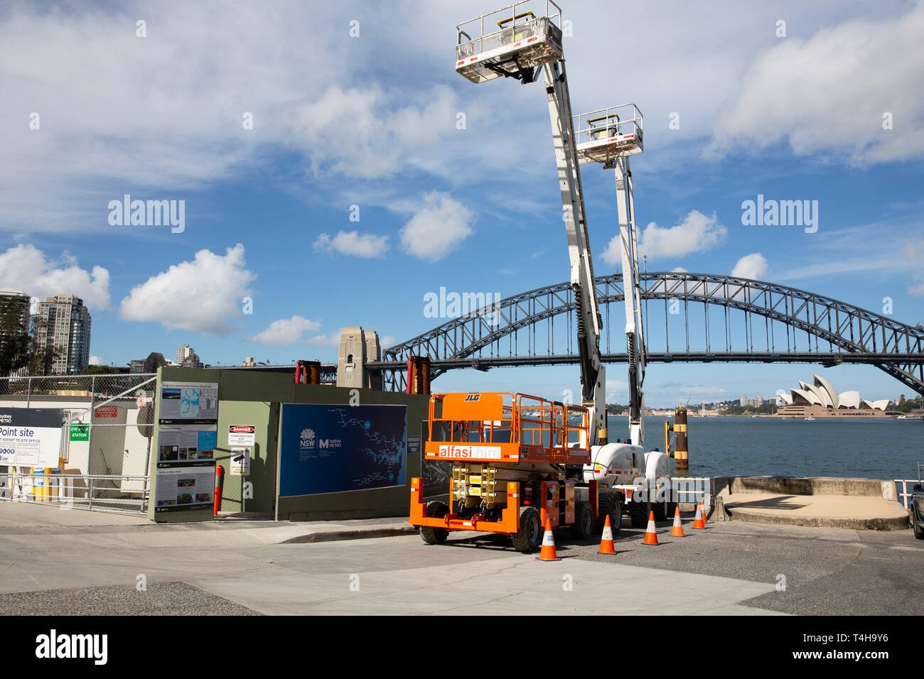 Sydney metro project site at Blues Point in Sydney which will be used as a retrieval site for the tunnel boring machines, Sydney,Australia Stock Photo