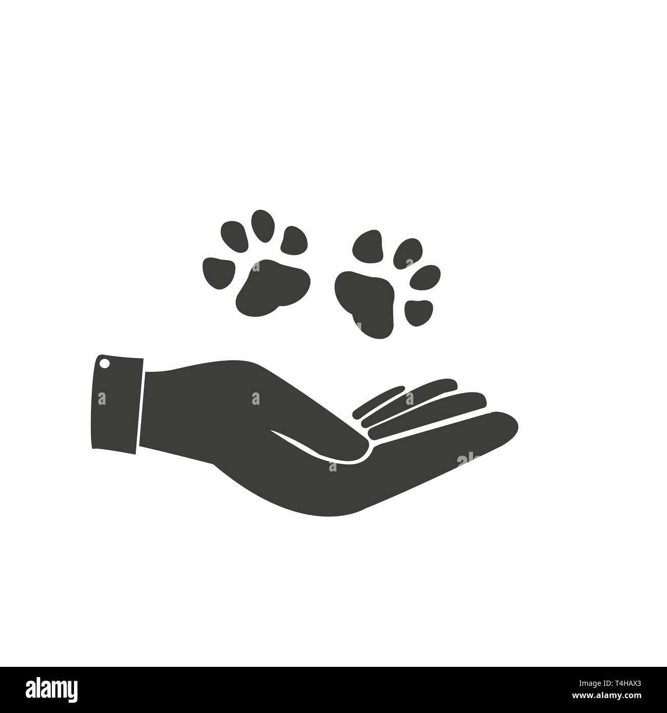 Cute Cat, paws - logo, symbol, protect sign Stock Vector