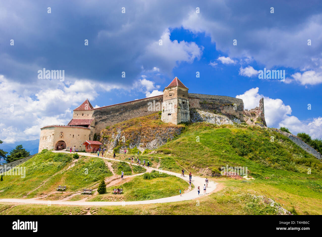 Medieval citadel in Rasnov city, Brasov, Transylvania, Romania Stock Photo