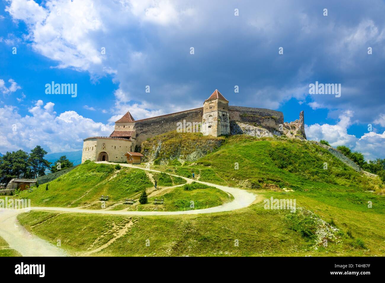 Medieval fortress (citadel) in Rasnov city, Brasov, Transylvania, Romania Stock Photo
