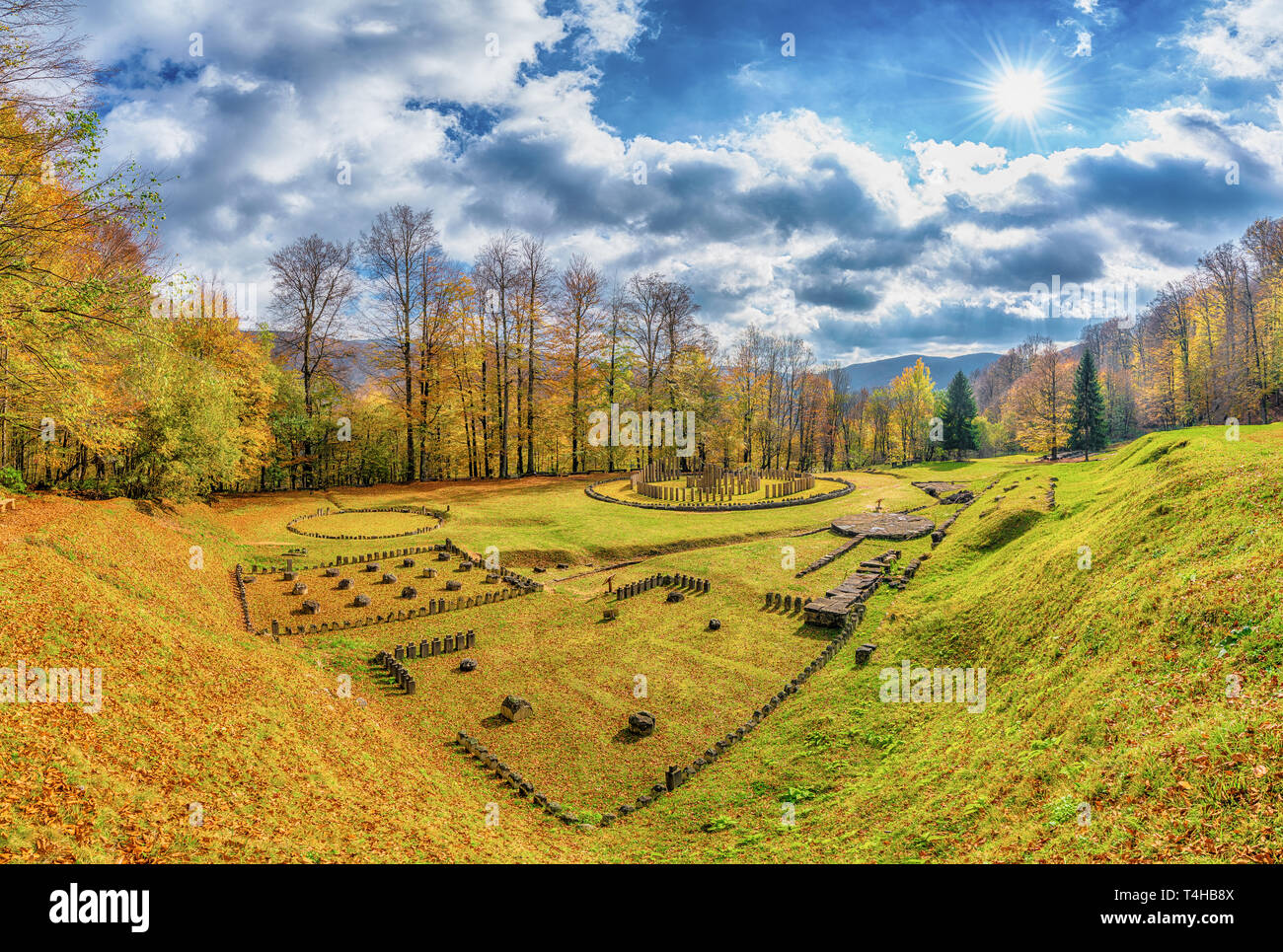 Dacian ruins Fortress of  Sarmizegetusa Regia, Orastie Mountains, Romania Stock Photo