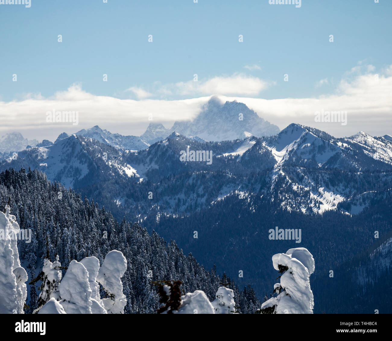 Famous Pacific Nortwhest peak on crisp winter day Stock Photo