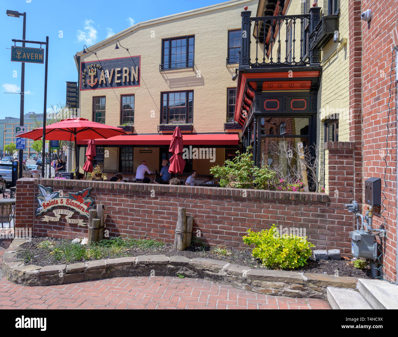 Fells Point, Baltimore, MD, USA April 13, 2019. Wideangle shot of